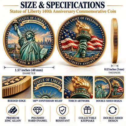 🗽 Statue of Liberty 140th Anniversary Commemorative Coin | 1886–2026 American Heritage Keepsake 🇺🇸