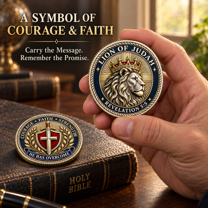 🎉🇺🇸 Limited Edition!🔥🔥Lion of Judah – He Has Overcome Faith Commemorative Coin