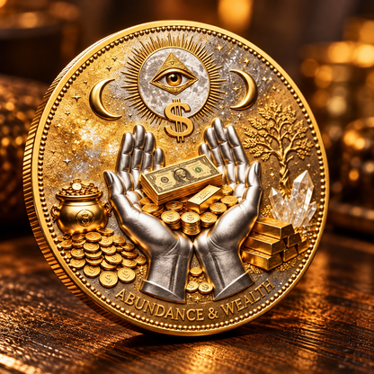 🏆🇺🇸 Limited Edition! 💰3D Wealth Coin – Gold-Tone Prosperity Symbol with Double-Sided Relief