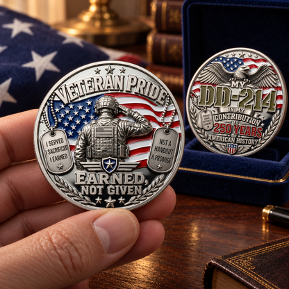 🎉🇺🇸 Limited Edition! 🔥 Only 250 Available! Veteran Pride DD-214 Commemorative Coin
