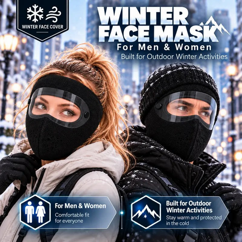 ✨Winter Face Mask with Detachable Goggles, Windproof Thermal Fleece Lined Full Face Cover 🥽