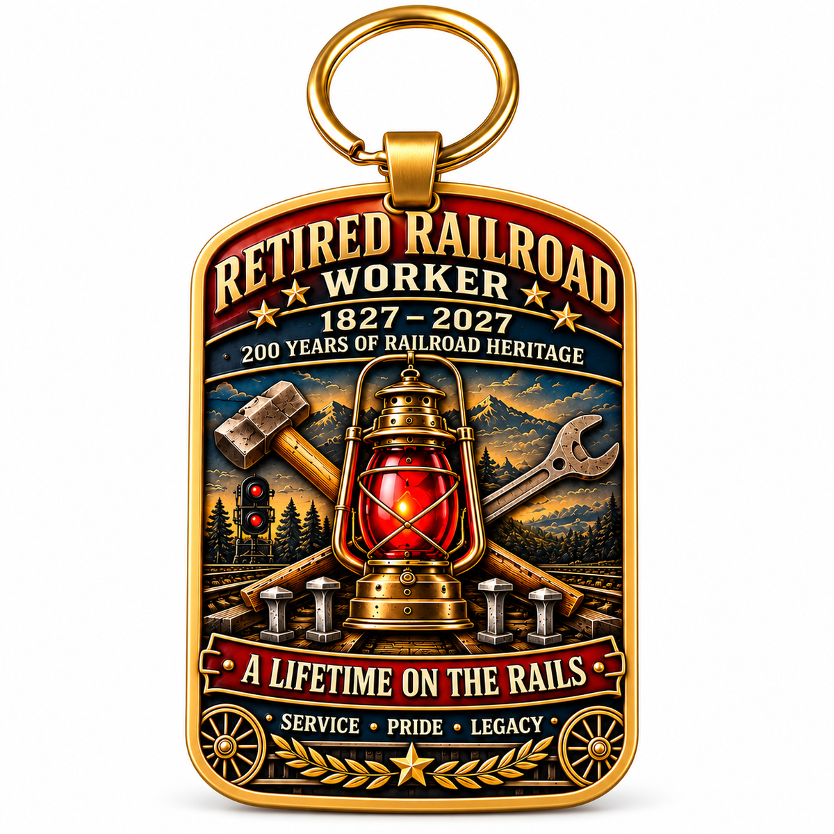 🚂1827–2027 Retired Railroad Worker 200th Anniversary Commemorative Keychain – The Legacy Lives On