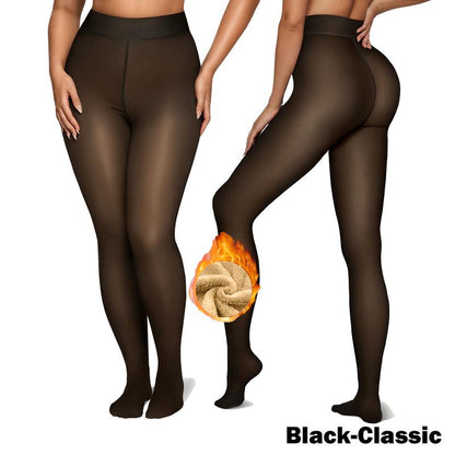 Women Fleece Lined Tights Body Slimming Leggings Sheer Fake Translucent 🖤