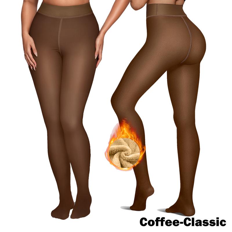Women Fleece Lined Tights Body Slimming Leggings Sheer Fake Translucent 🖤