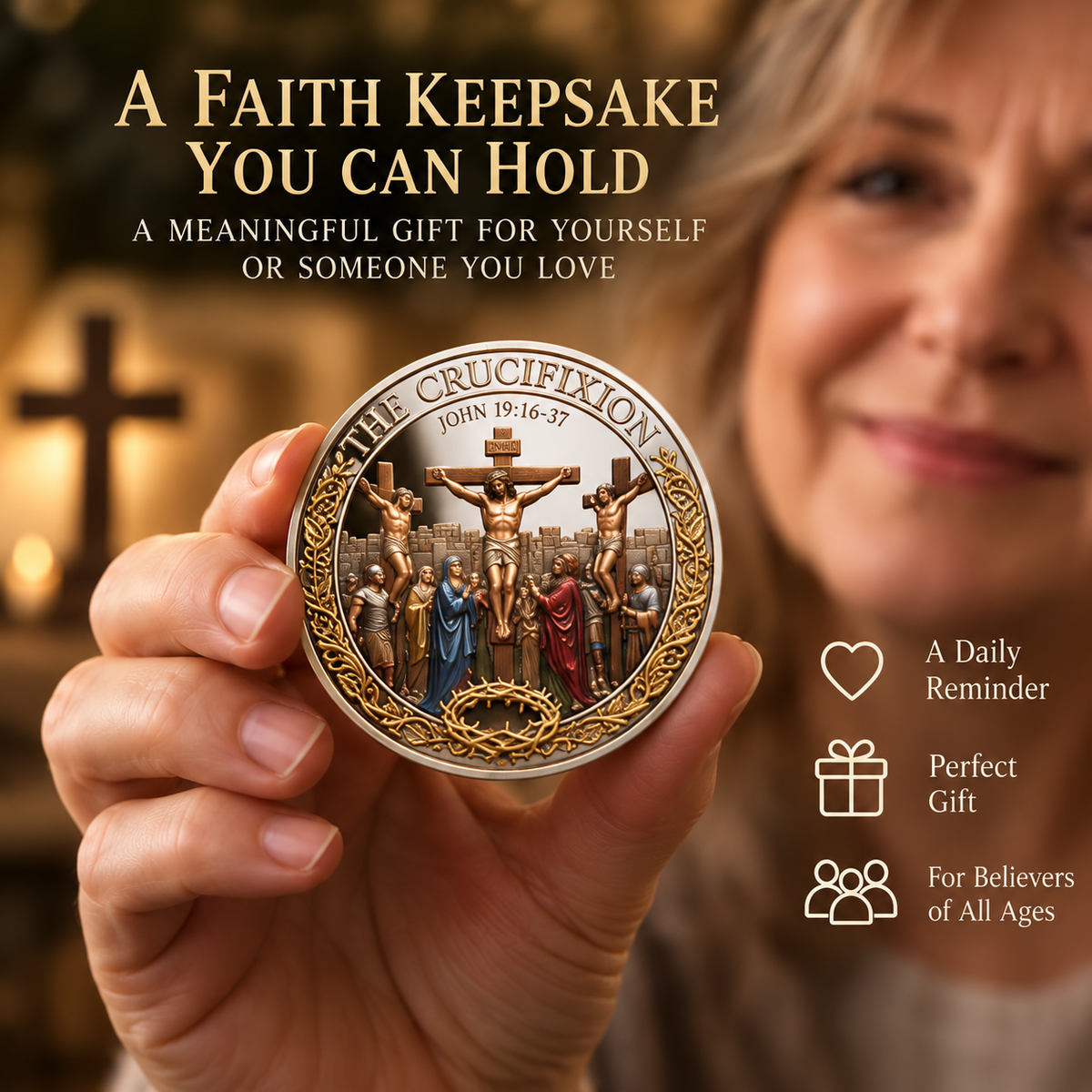 🎉🇺🇸 Limited Edition! 🔥Two Sides, One Promise – Crucifixion & Resurrection Commemorative Coin