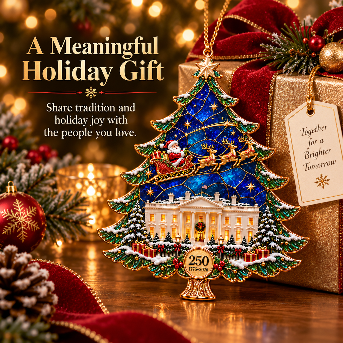 🎄 250th Anniversary Christmas Tree Ornament – 1776–2026 Keepsake
