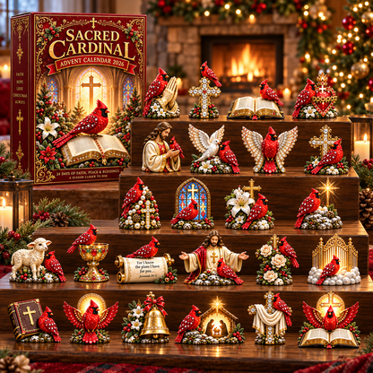 🎉🇺🇸 Limited Edition! 🔥 Sacred Cardinal Advent Calendar 2026 – 24 Christian Keepsake Figurines of Faith, Hope & Christmas Blessings