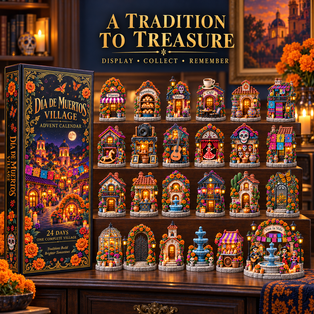 🎉🇺🇸 Limited Edition! 🔥 Only 250 Available! 🌟Día de Muertos Village Advent Calendar