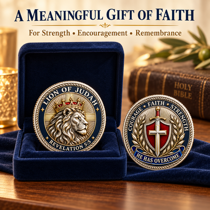 🎉🇺🇸 Limited Edition!🔥🔥Lion of Judah – He Has Overcome Faith Commemorative Coin