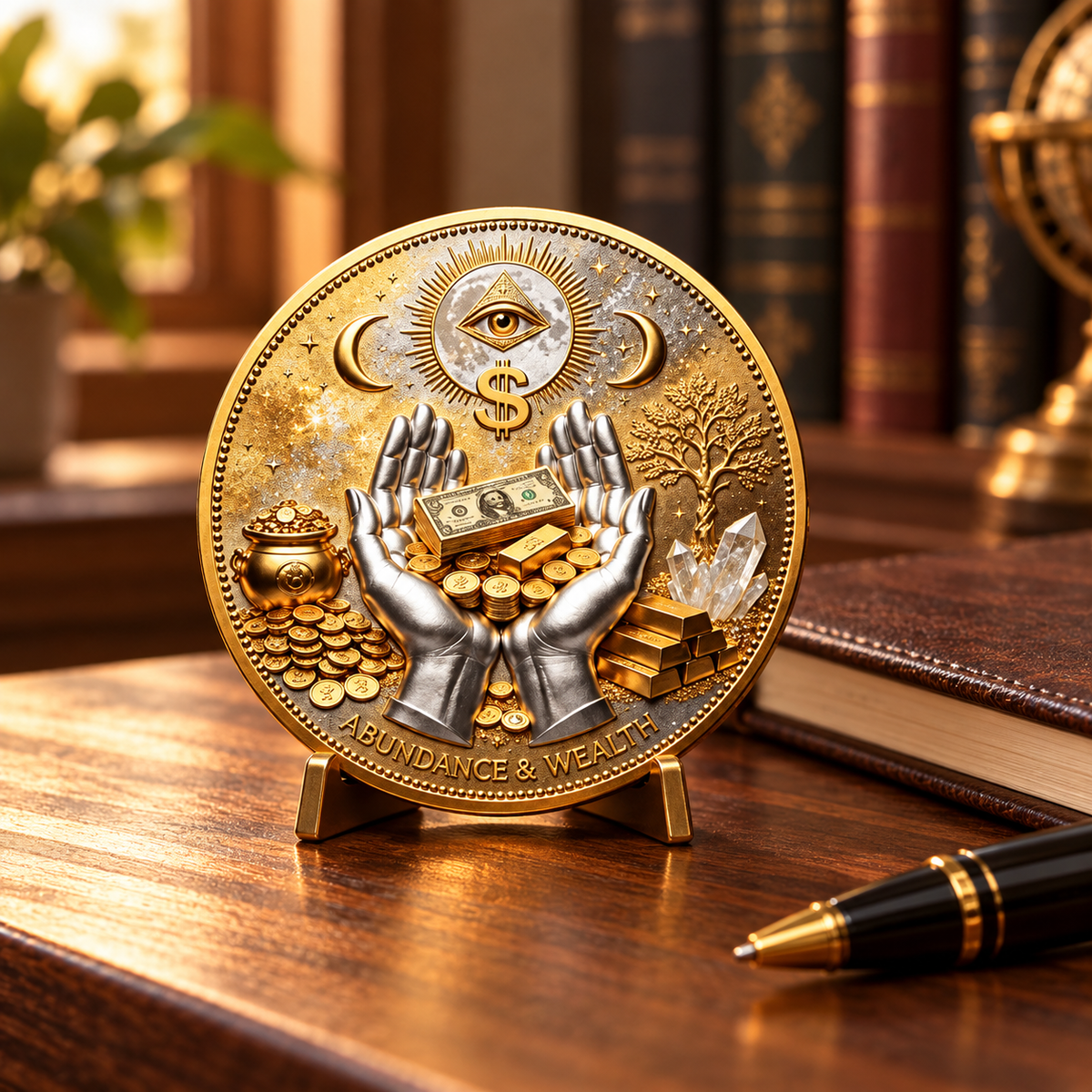 🏆🇺🇸 Limited Edition! 💰3D Wealth Coin – Gold-Tone Prosperity Symbol with Double-Sided Relief
