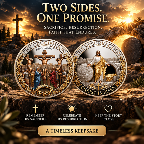🎉🇺🇸 Limited Edition! 🔥Two Sides, One Promise – Crucifixion & Resurrection Commemorative Coin