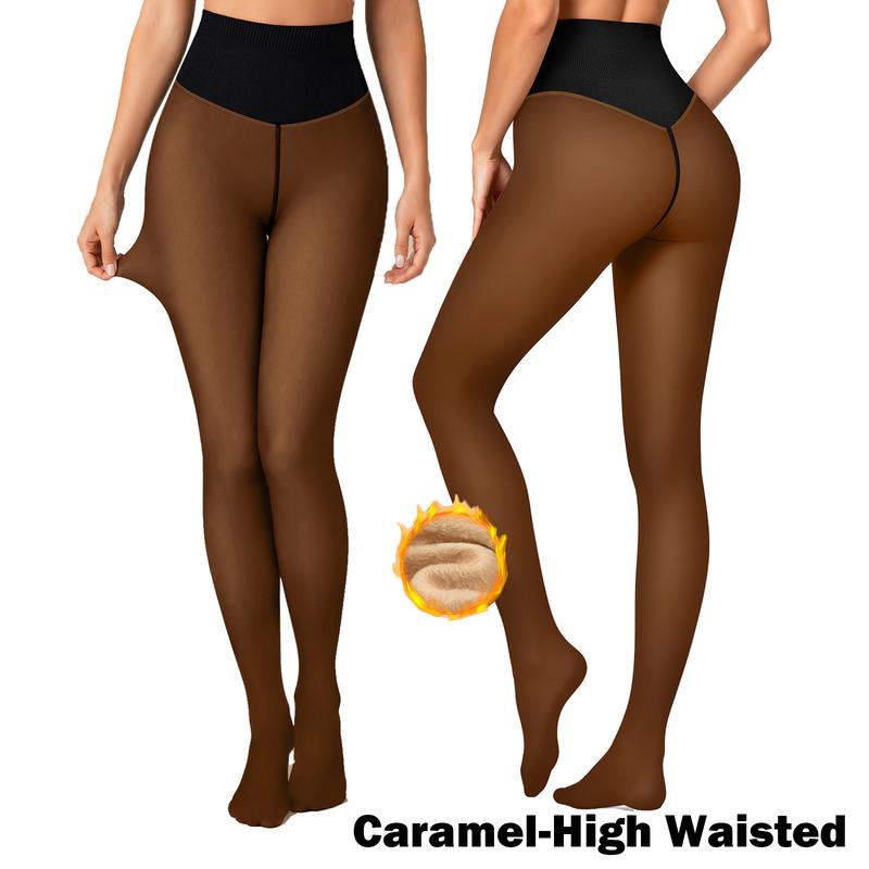 Women Fleece Lined Tights Body Slimming Leggings Sheer Fake Translucent 🖤