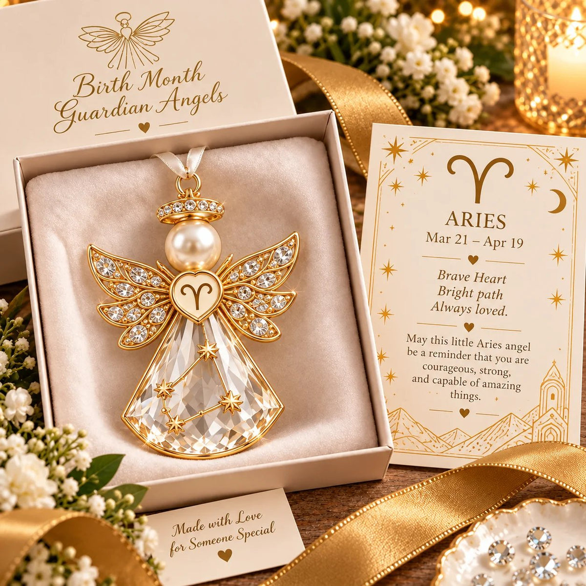 👼 Christmas Zodiac Guardian Angel Keepsake | 12 Signs with Jewel-Toned Designs & Meaningful Gift Cards ✨