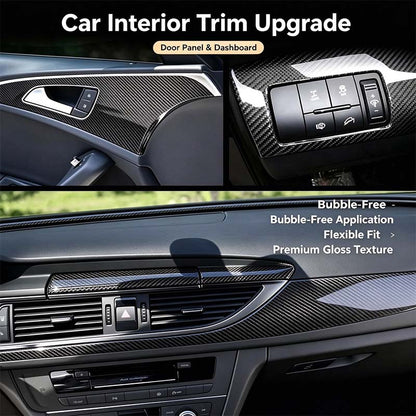 6D Gloss Carbon Fiber Vinyl Wrap Film, Self-Adhesive Car Interior Exterior Trim Decal 🚗