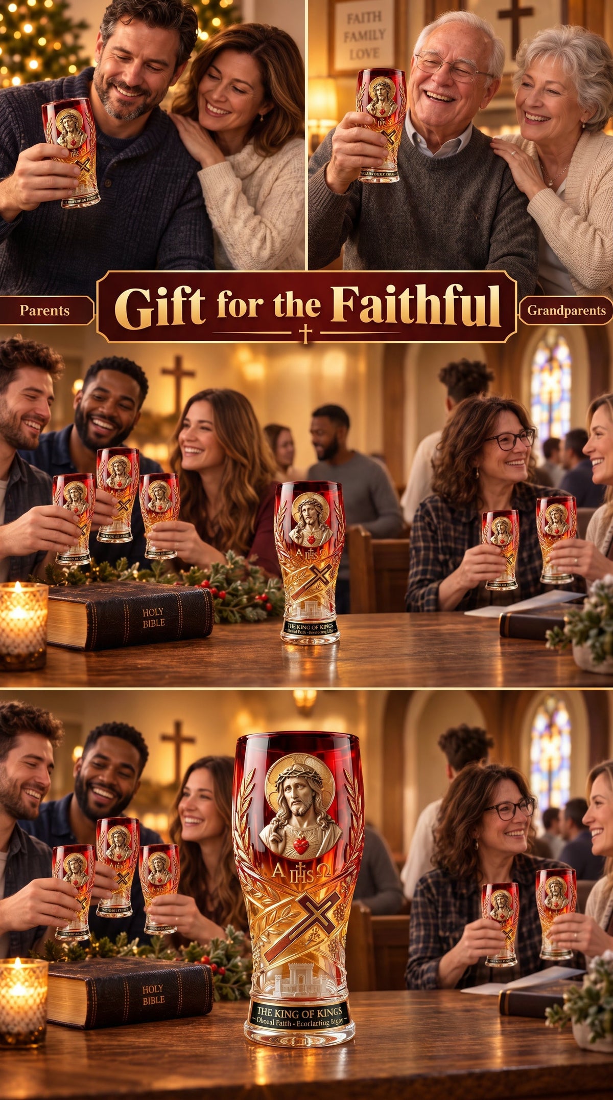 ❤️‍🔥Jesus Christ King of Kings Pint Glass – 16 oz Christian Faith Drinkware & Inspirational Gift