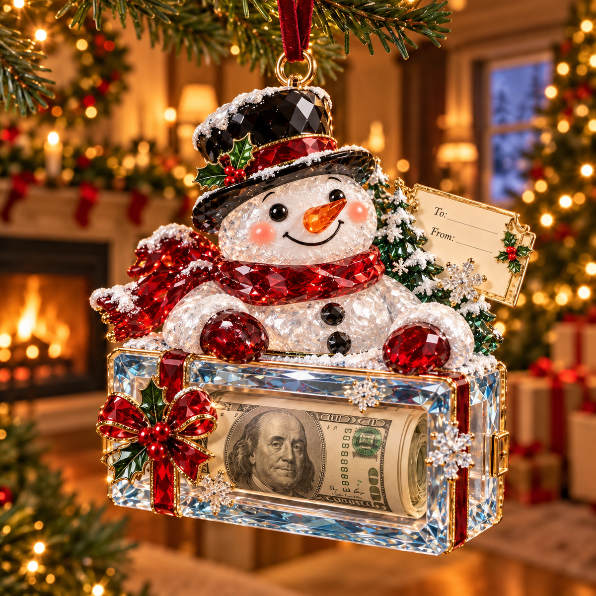 2026 Crystal-Style Christmas Money Holder Ornaments – 20 Festive Designs with Gift Tags