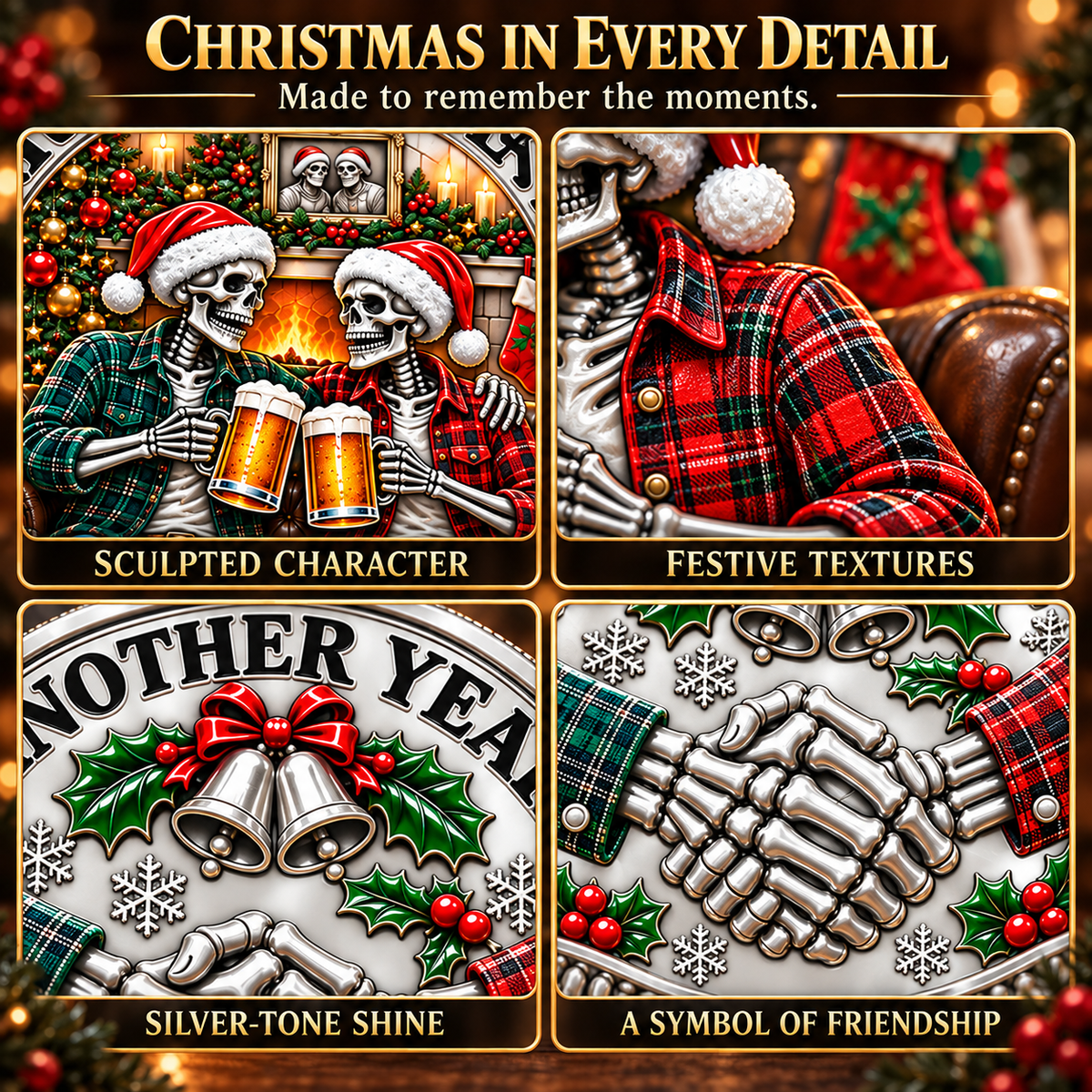 2026 Old Bastards Friendship Club Christmas Coin – Double-Sided Silver-Tone Keepsake for Lifelong Friends