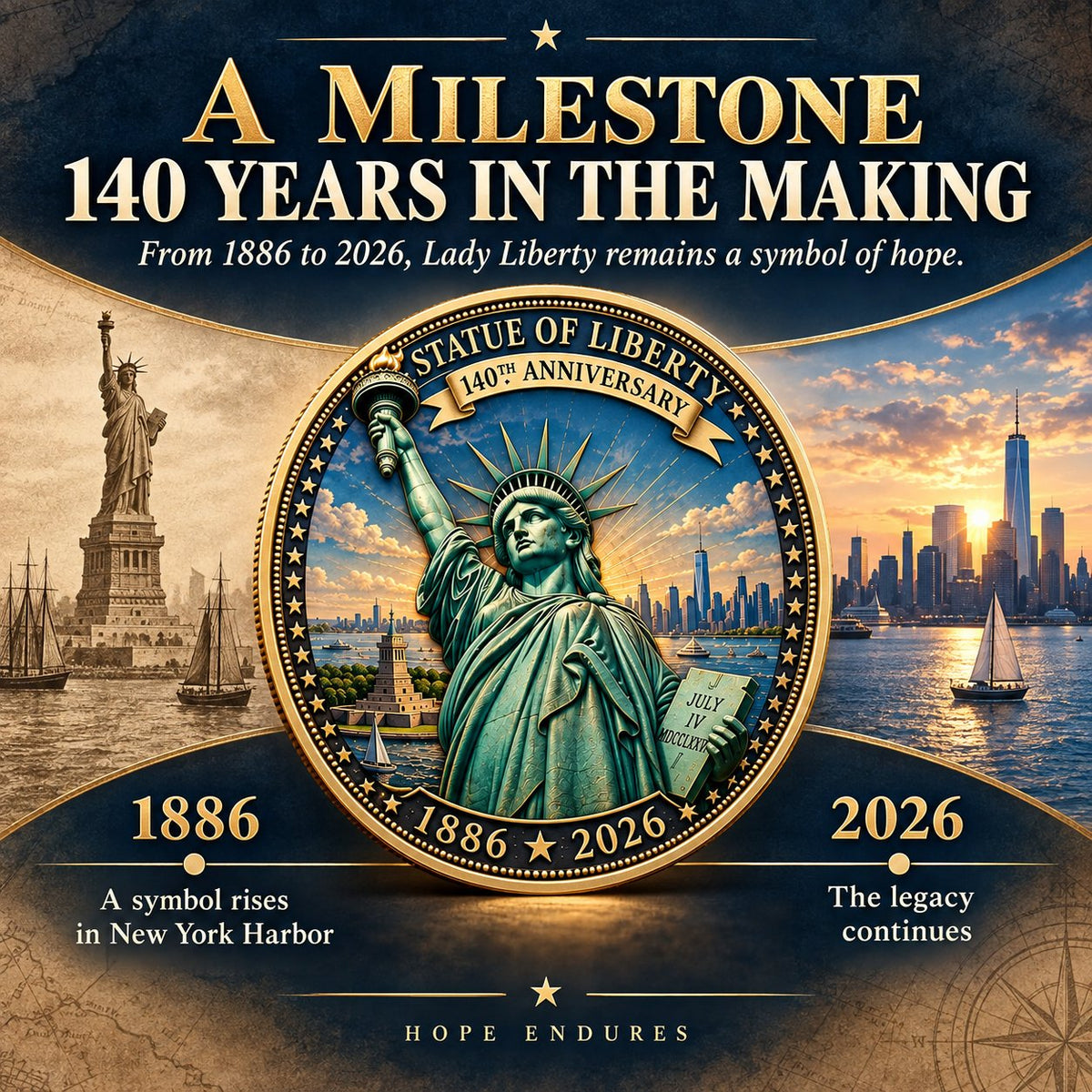🗽 Statue of Liberty 140th Anniversary Commemorative Coin | 1886–2026 American Heritage Keepsake 🇺🇸