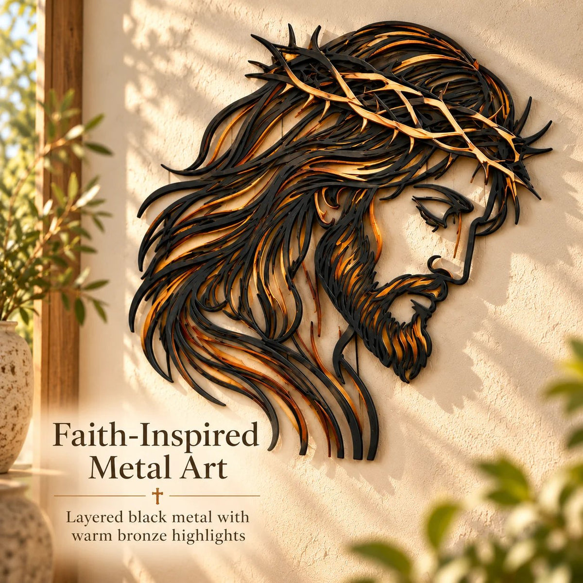 ✝️ Crown of Grace Jesus Metal Wall ArtTM – Rustic Faith-Inspired Christian Wall Decor