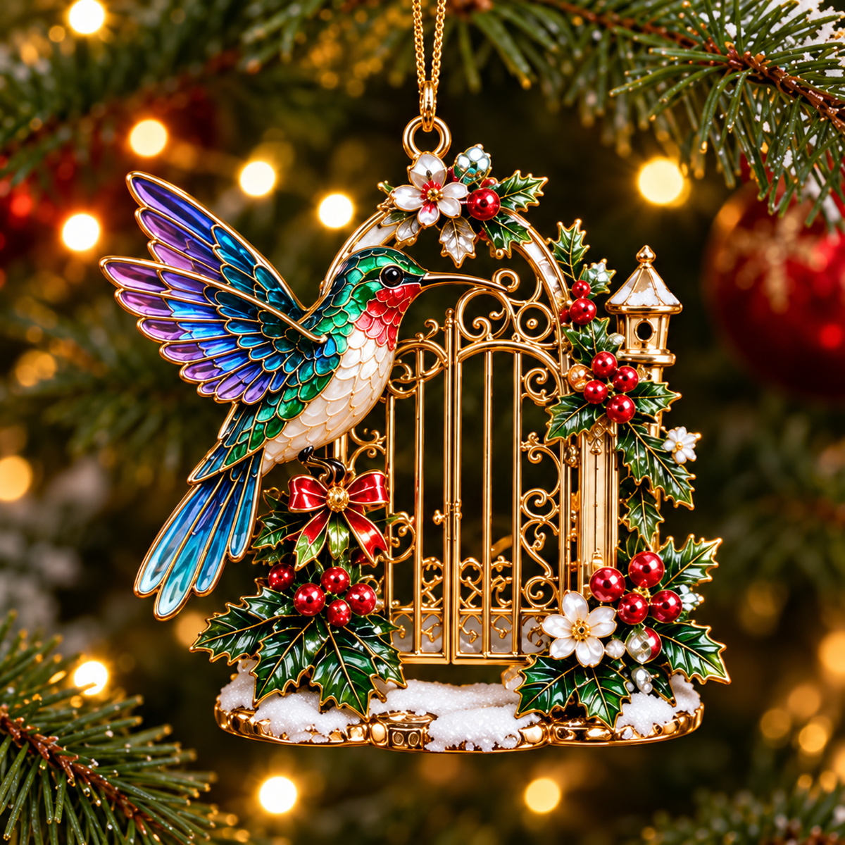 Hummingbird Christmas Ornaments – 4-Piece Keepsake Set