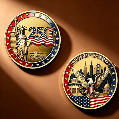 🎉🇺🇸 Limited Edition! 🔥🎁9PCS USA 250th Anniversary Commemorative Coin Gift Set