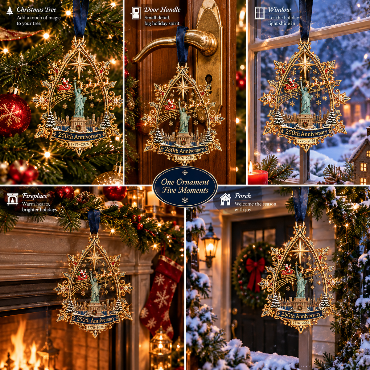 🎉🇺🇸 Limited Edition!🎄250th Anniversary Christmas Ornament 2026,Statue of Liberty & New York City Commemorative Ornament,