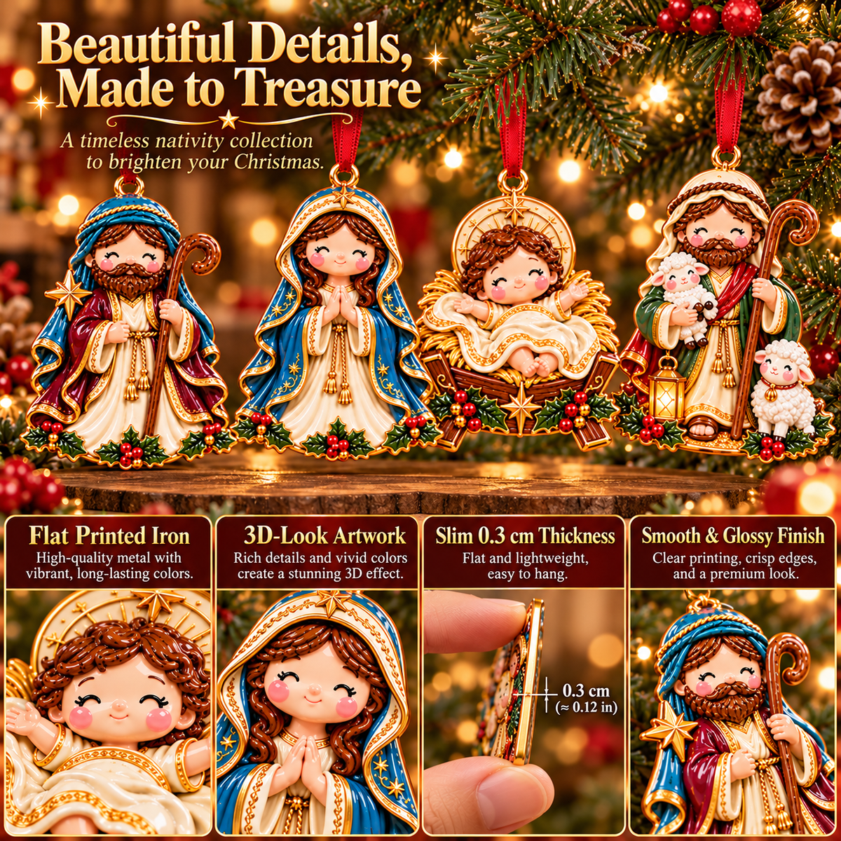 🎁 50% OFF Today! 🎄 Nativity Characters Christmas Ornaments
