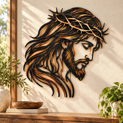 ✝️ Crown of Grace Jesus Metal Wall ArtTM – Rustic Faith-Inspired Christian Wall Decor