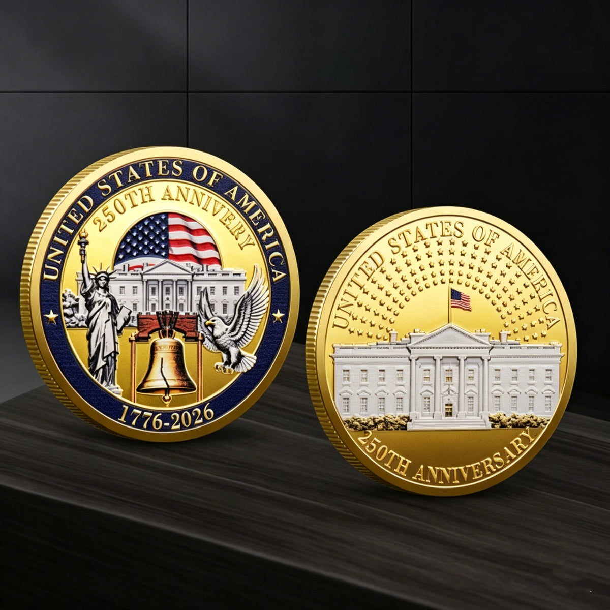 🎉🇺🇸 Limited Edition! 🔥🎁9PCS USA 250th Anniversary Commemorative Coin Gift Set