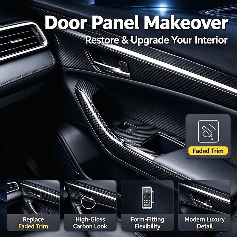 6D Gloss Carbon Fiber Vinyl Wrap Film, Self-Adhesive Car Interior Exterior Trim Decal 🚗