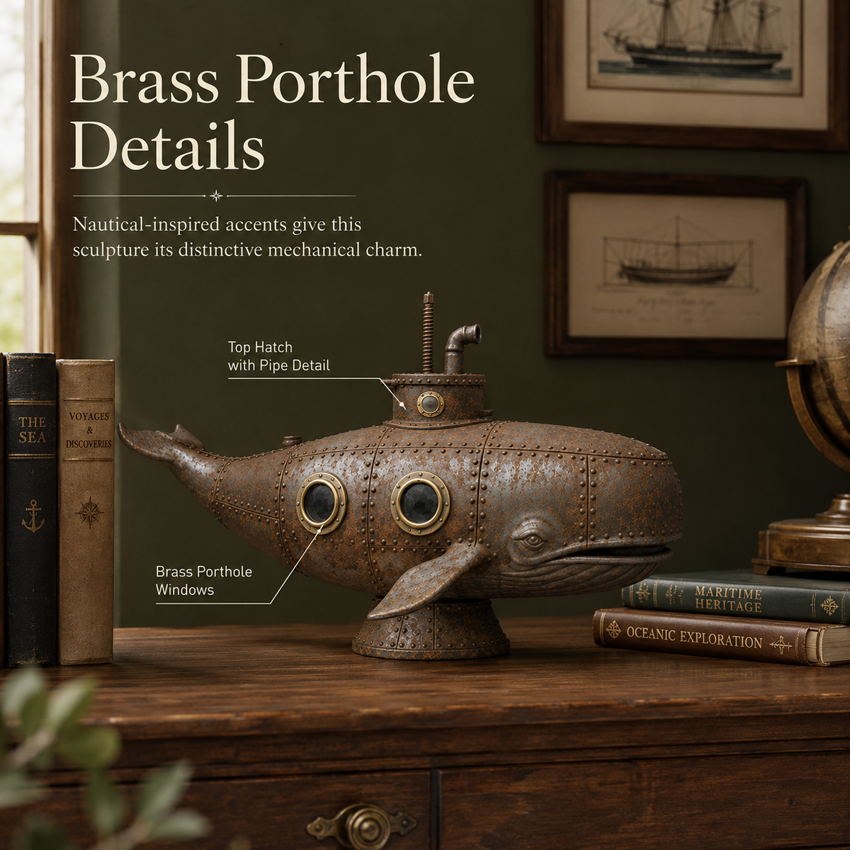 🎉🇺🇸 Limited Edition! 🔥 Only 30 Available! 🐳Vintage Mechanical Whale Sculpture