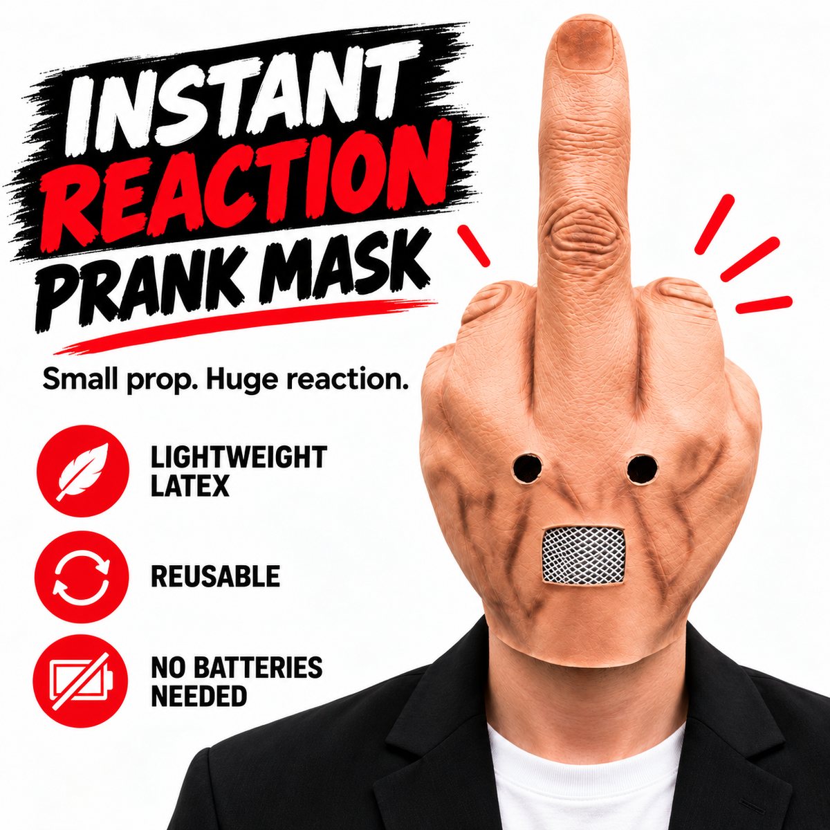 🎉🎁Uncanny Smile Reaction Mask – Halloween Prank & Party Mask