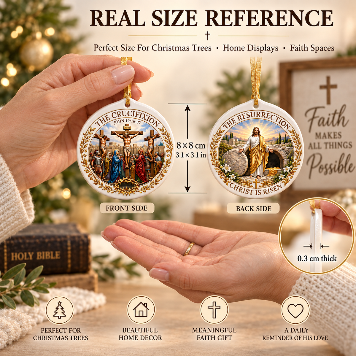 ✝️ Christian Faith Ceramic Ornament — A Story of Love & Hope