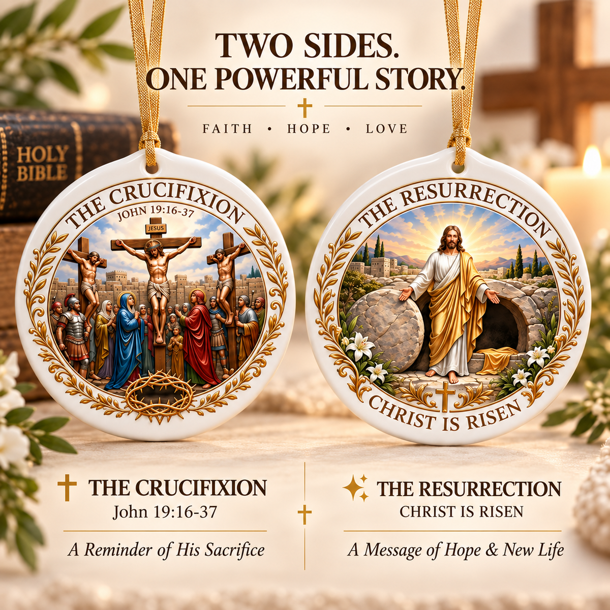 ✝️ Christian Faith Ceramic Ornament — A Story of Love & Hope