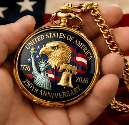 🎉🇺🇸 Limited Edition!🔥🔥 America 250th Anniversary Commemorative Pocket Watch — 1776-2026