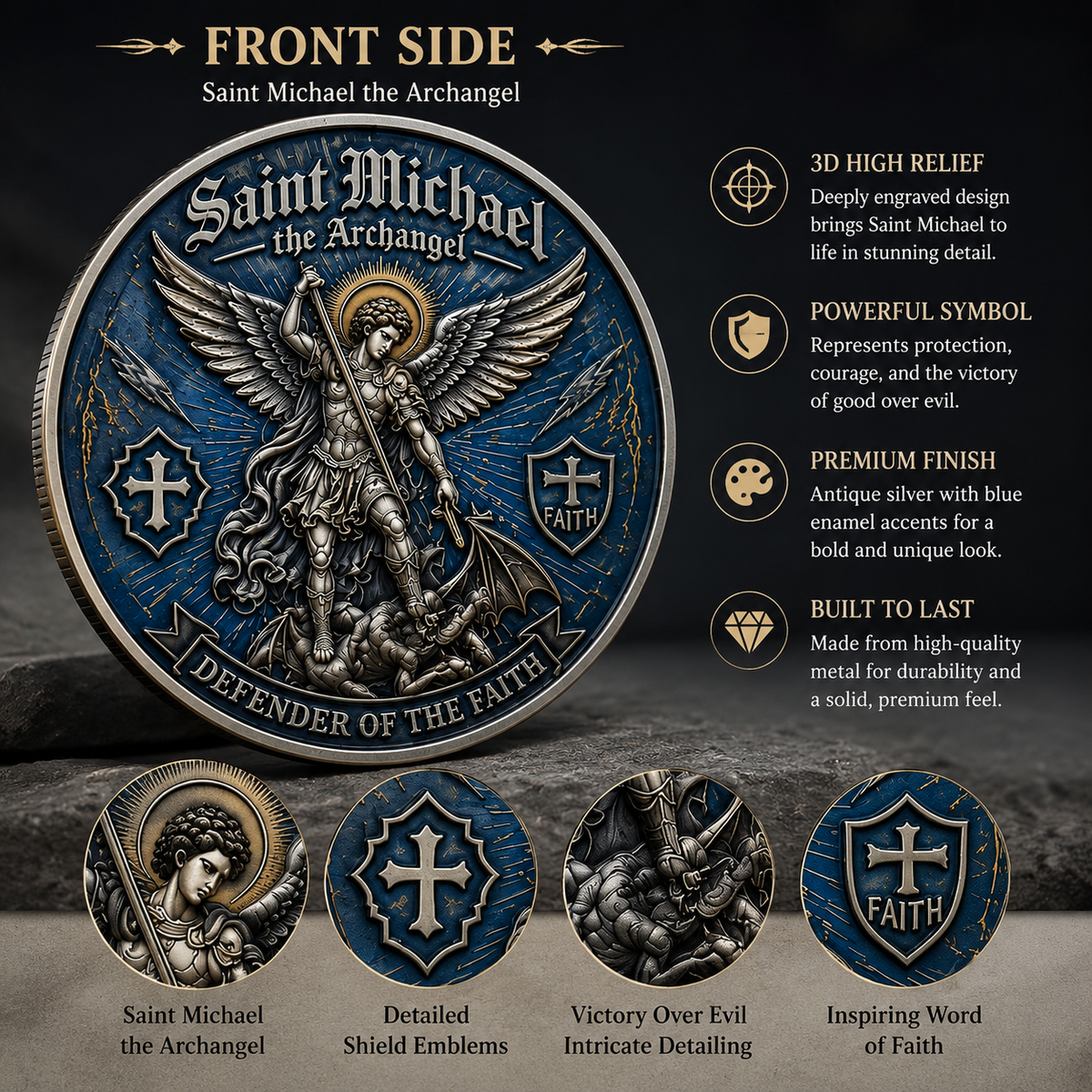 🎉🇺🇸 Limited Edition! 🔥 Only 250 Available! 🌟Saint Michael Archangel Challenge Coin