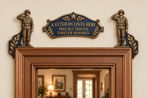 🎉🇺🇸 Limited Edition!🎖️✨ "A Veteran Lives Here" – Proudly Served 3-Piece Door Frame Decor Set