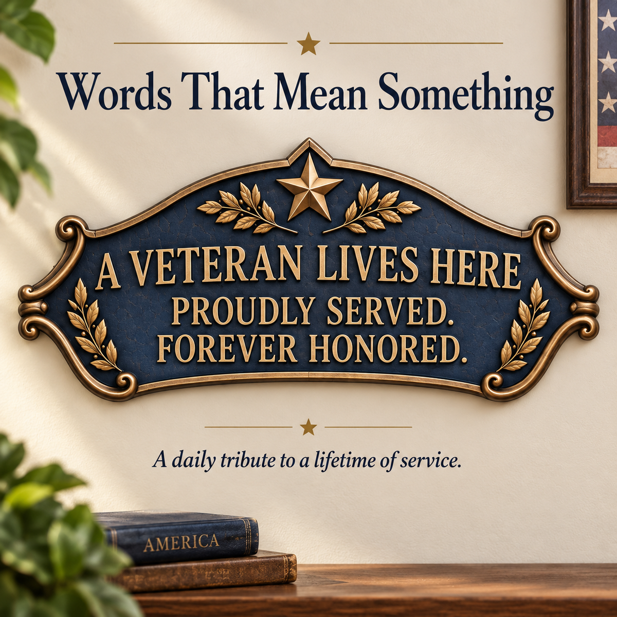 🎉🇺🇸 Limited Edition!🎖️✨ "A Veteran Lives Here" – Proudly Served 3-Piece Door Frame Decor Set