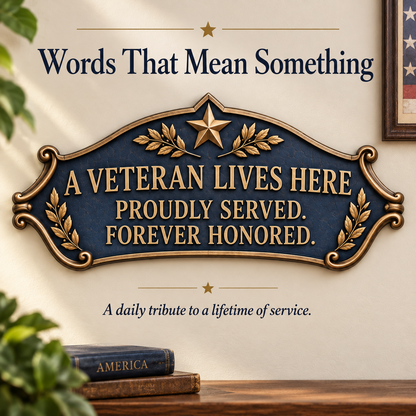 🎉🇺🇸 Limited Edition!🎖️✨ "A Veteran Lives Here" – Proudly Served 3-Piece Door Frame Decor Set