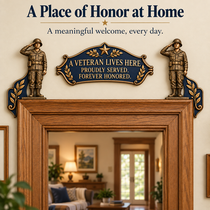 🎉🇺🇸 Limited Edition!🎖️✨ "A Veteran Lives Here" – Proudly Served 3-Piece Door Frame Decor Set