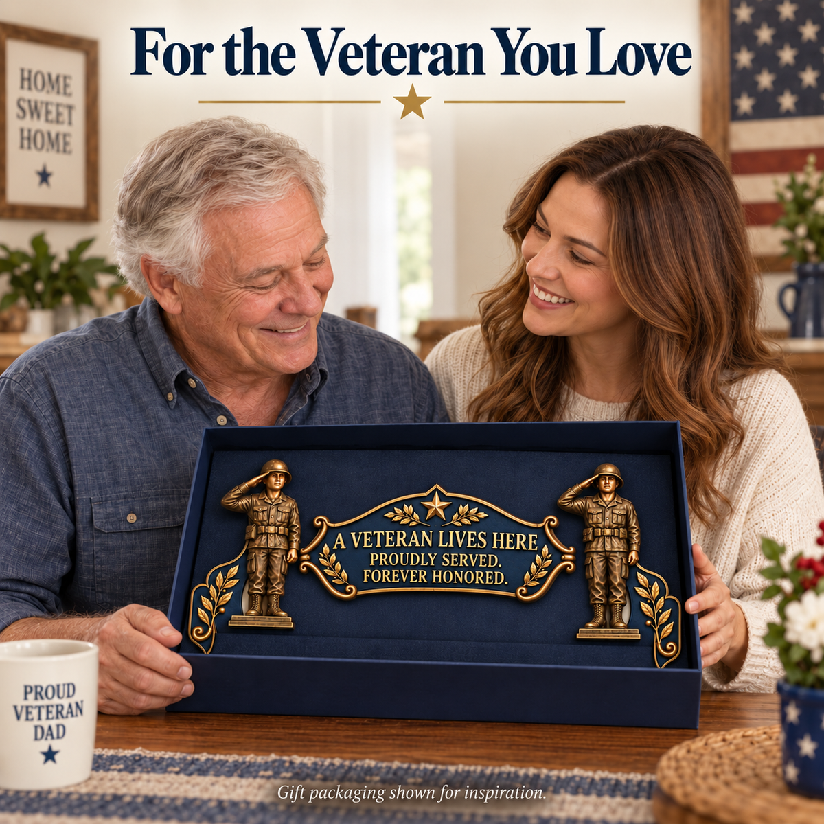 🎉🇺🇸 Limited Edition!🎖️✨ "A Veteran Lives Here" – Proudly Served 3-Piece Door Frame Decor Set