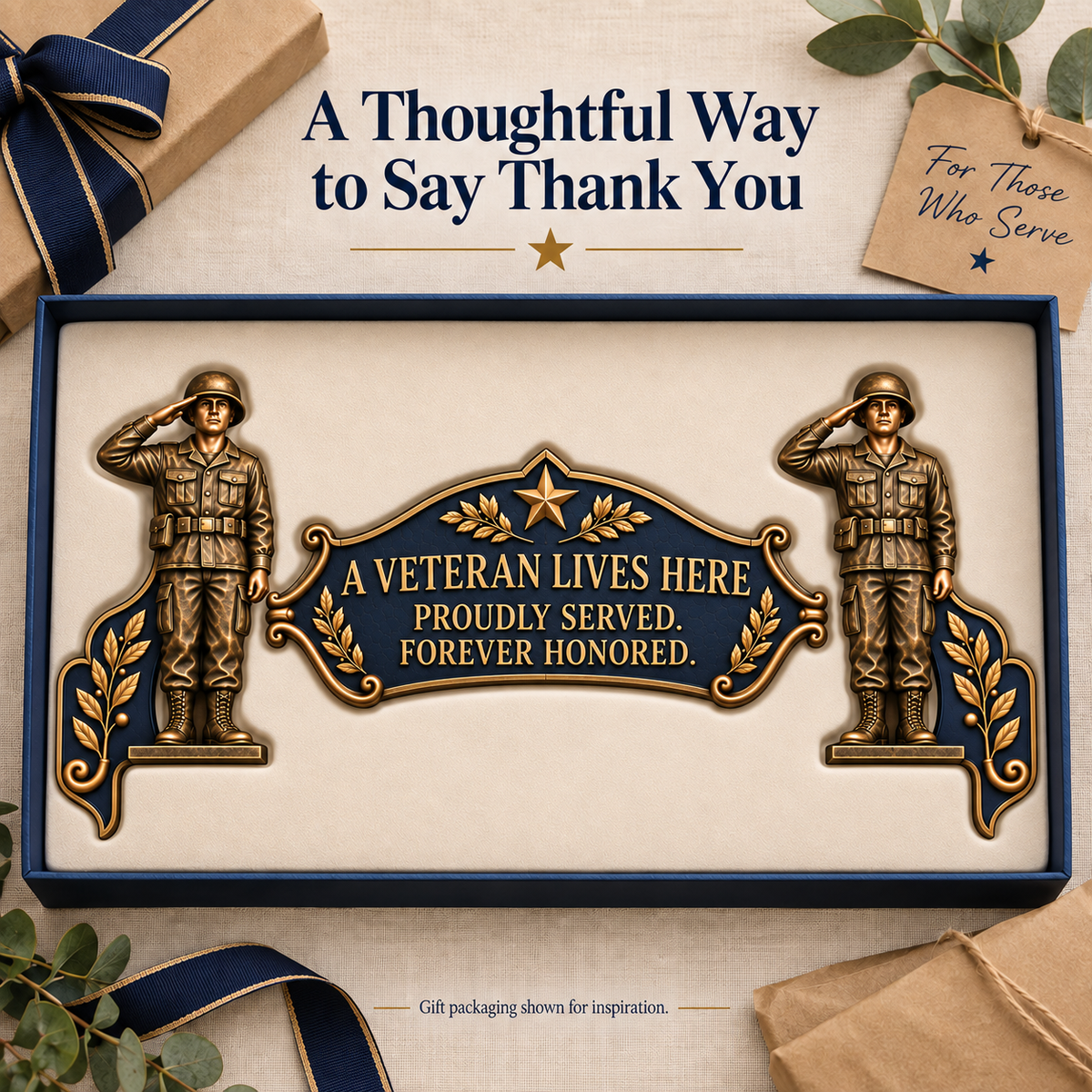 🎉🇺🇸 Limited Edition!🎖️✨ "A Veteran Lives Here" – Proudly Served 3-Piece Door Frame Decor Set