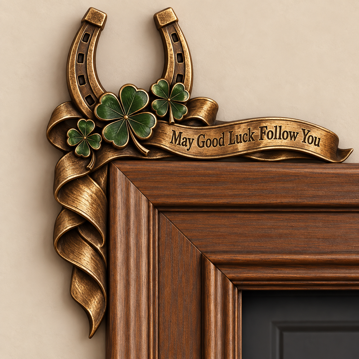 🍀 Vintage "May Good Luck Follow You" Horseshoe Door Corner Decor