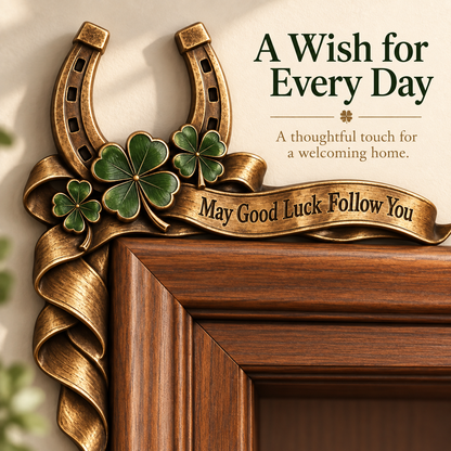 🍀 Vintage "May Good Luck Follow You" Horseshoe Door Corner Decor