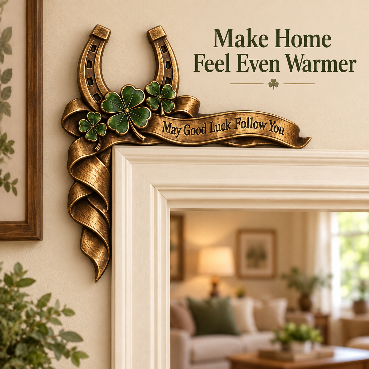 🍀 Vintage "May Good Luck Follow You" Horseshoe Door Corner Decor
