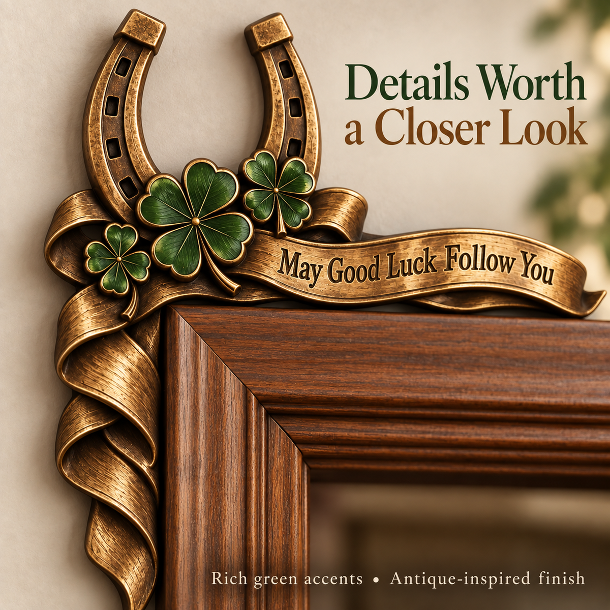 🍀 Vintage "May Good Luck Follow You" Horseshoe Door Corner Decor