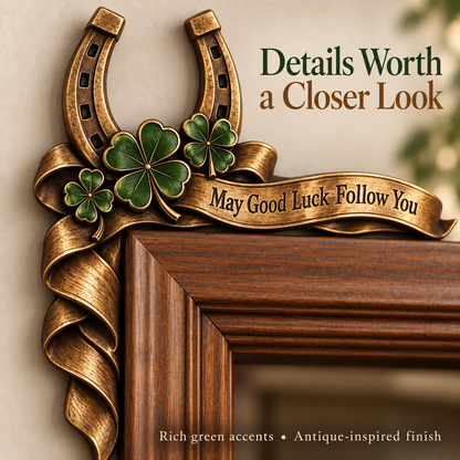 🍀 Vintage "May Good Luck Follow You" Horseshoe Door Corner Decor