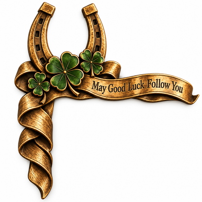 🍀 Vintage "May Good Luck Follow You" Horseshoe Door Corner Decor
