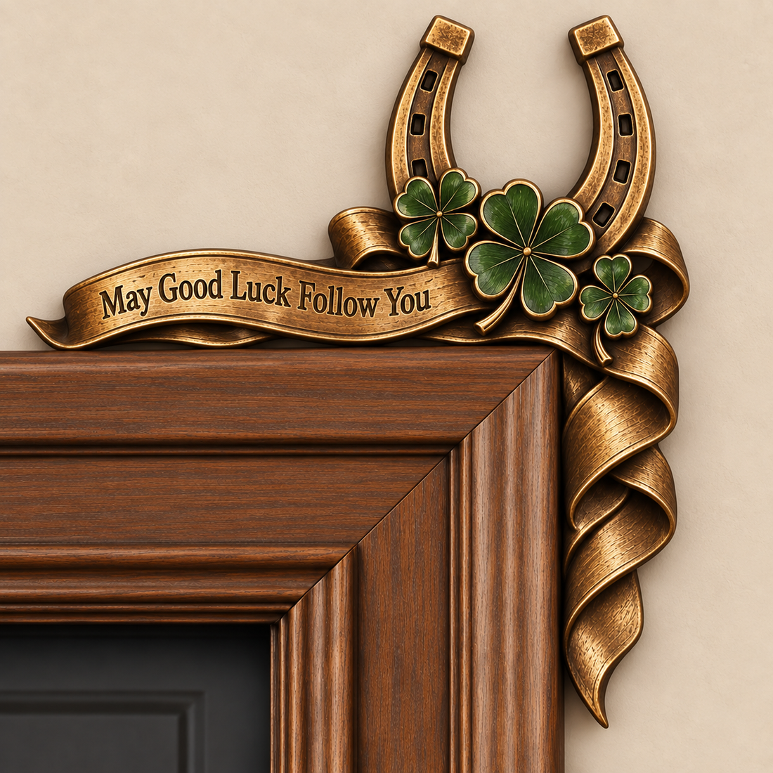 🍀 Vintage "May Good Luck Follow You" Horseshoe Door Corner Decor