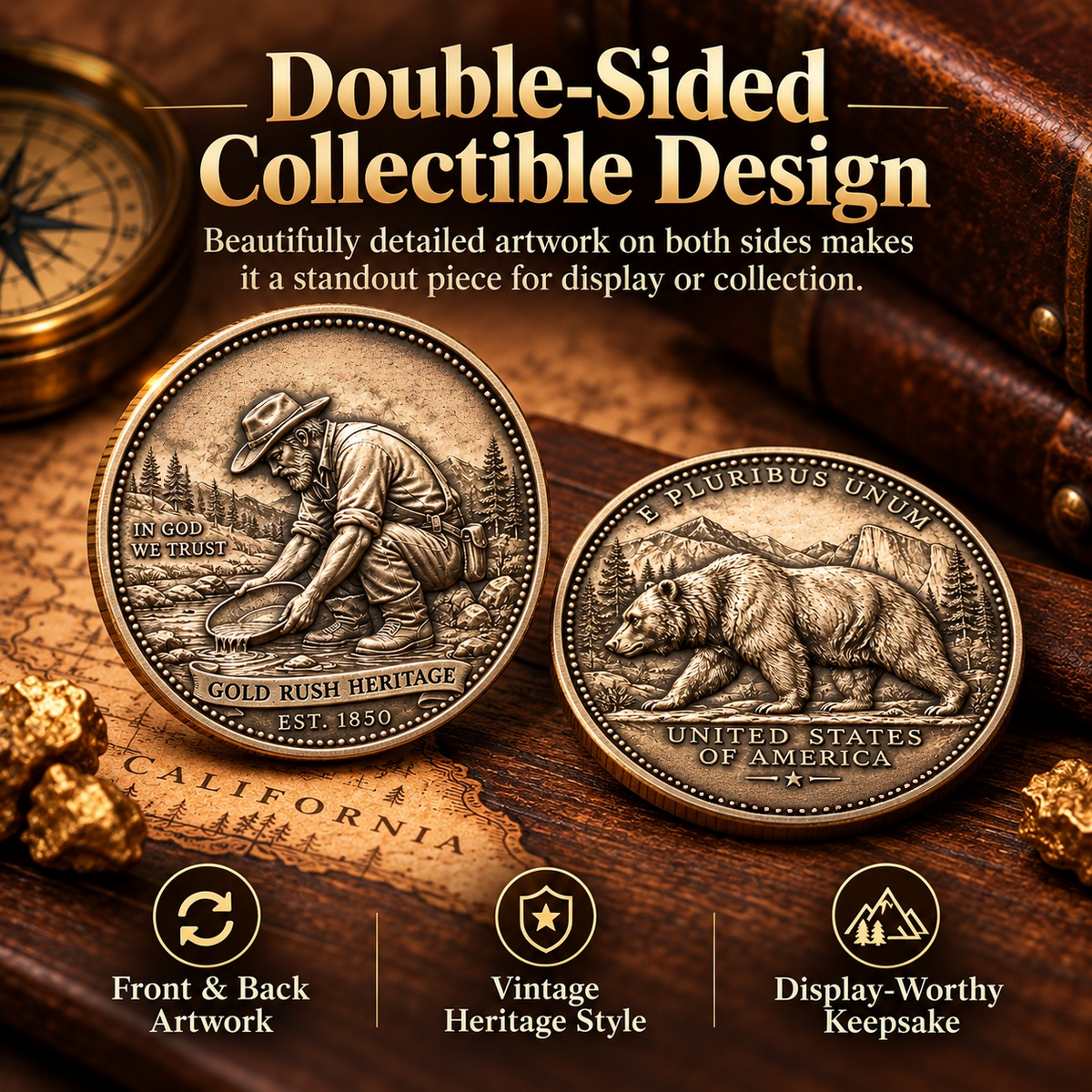 🇺🇸Own a Piece of California's History⛏️California Gold Rush Heritage Commemorative Coin